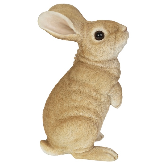 兎の置物 見上げて立つベージュ白ウサギ 高さ25.5cm 兎 woobia
