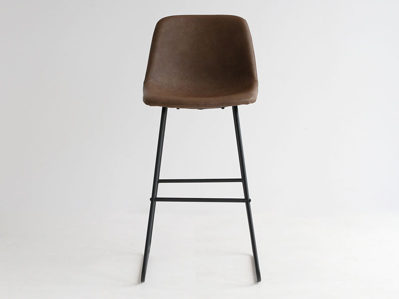 ミッドセンチュリーな雰囲気のハイチェア｜ソフトレザーとスチール
