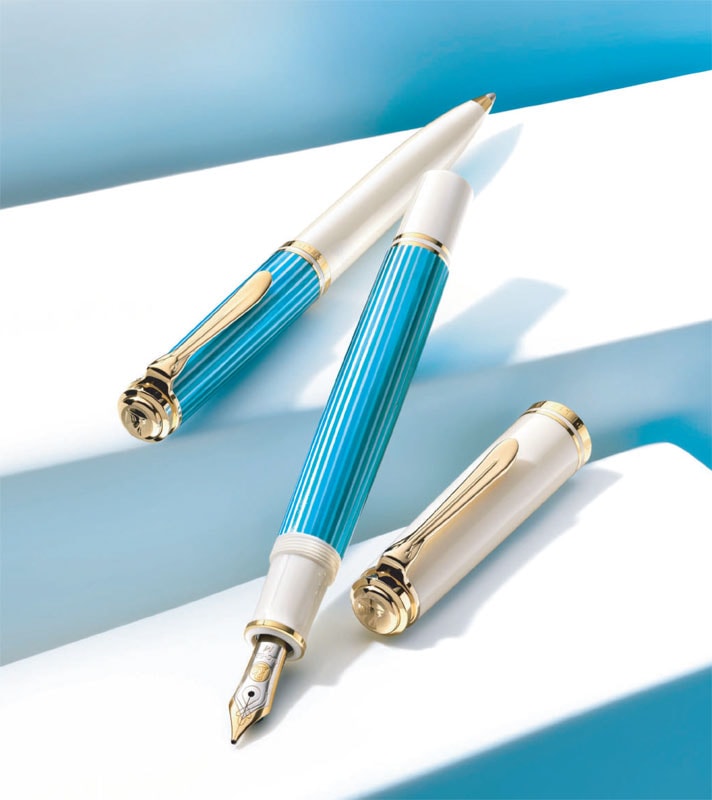 ペリカン 特別生産品 M600 ターコイズ ホワイト 万年筆 (吸入式