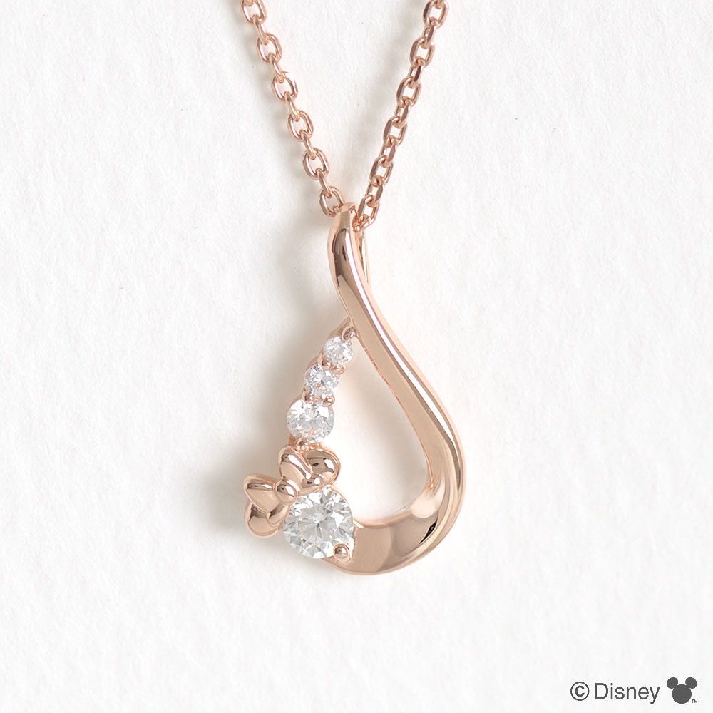 ディズニー] ミニー ペンダント ネックレス シルバー キュービック