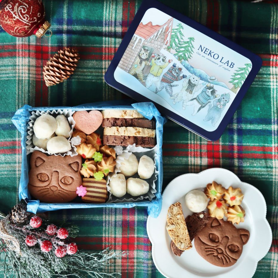 数量限定】冬の彩りスノーキャット缶 | クッキー缶 | NEKOLAB公式