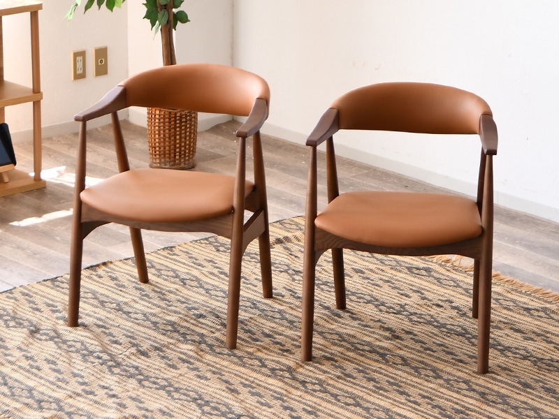 2脚セット】モダンデザイン 木製座椅子 ブラウン 2脚セット】モダン