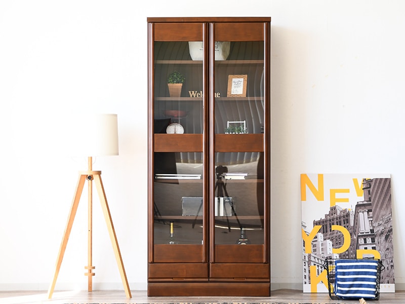 本棚 扉付き 完成品 組立不要 ハイタイプ おしゃれ 大容量 収納 日本製