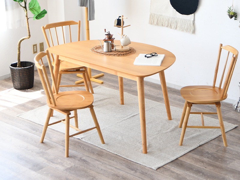 ダイニングテーブル 3人掛け 変形 半円 幅130cm 4点セット ダイニング