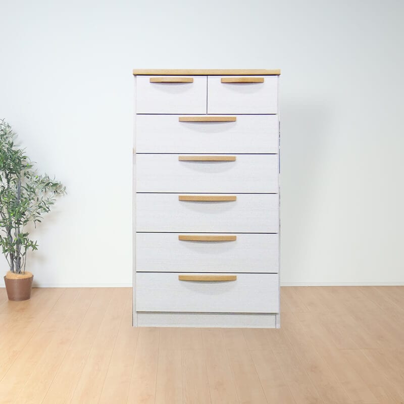 大川家具】チェスト 70cm幅6段 アベニール ナチュラル/ブラウン [中村