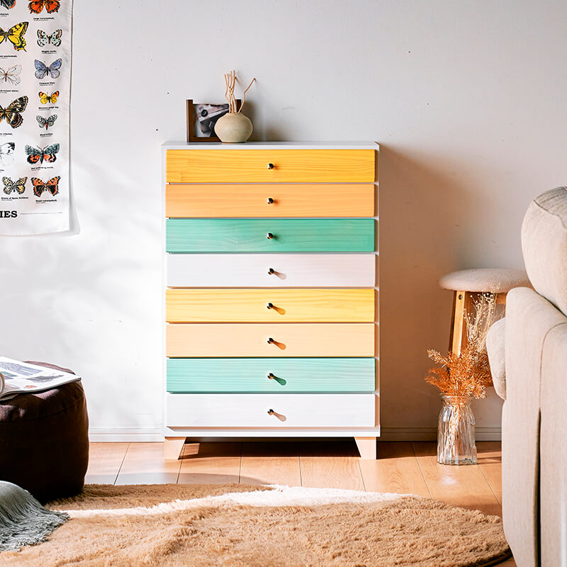 大川家具】チェスト 60cm幅8段 パステル パイン [中村敬木工] やさしい