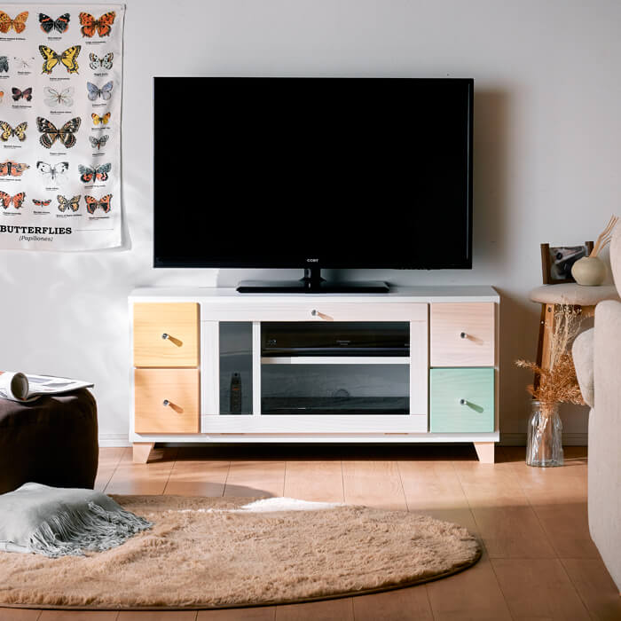 大川家具】テレビボード 100cm幅 パステル パイン [中村敬木工