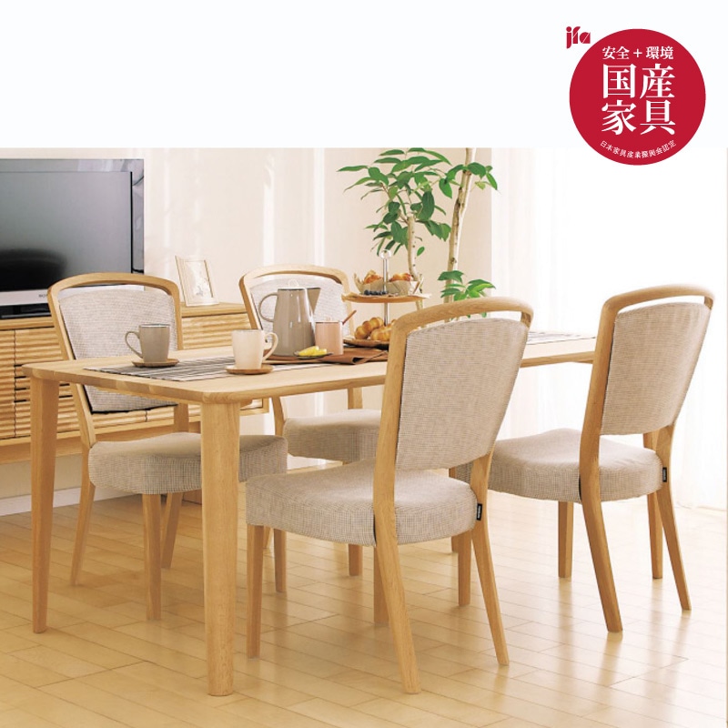 カリモク】 4人掛け食堂セット ラウンドタイプテーブル オーク無垢材