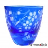 江戸切子ぐい呑み(水玉万華鏡/青藍)【名入れ・メッセージ入れ可】 江戸