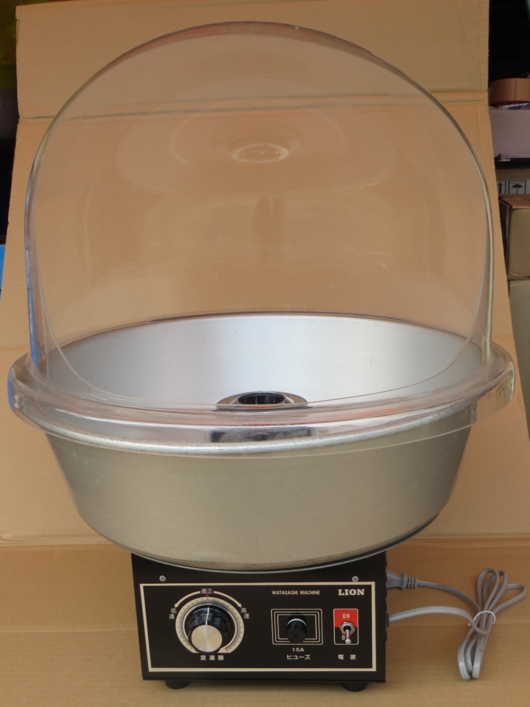 ライオン 綿菓子機わたあめ機K-33透明フード付(国産)完動品中古