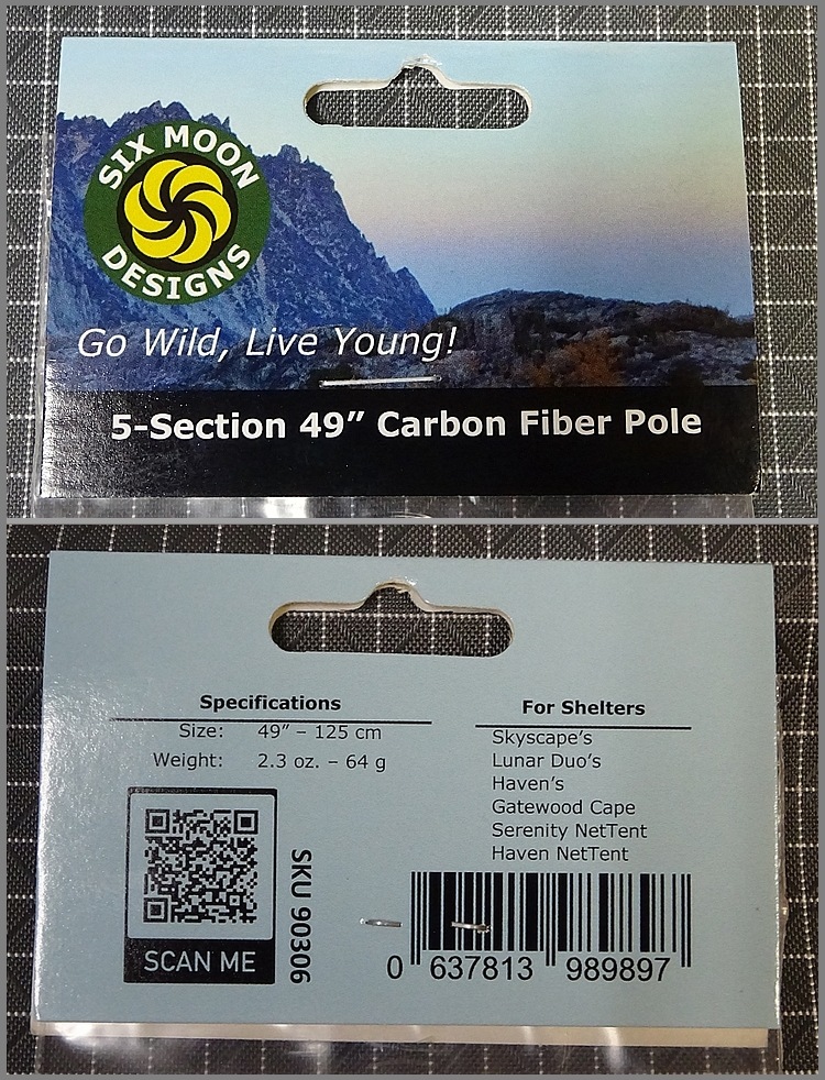 Sixmoon Designs 5セクションカーボンポール　124cm 49\" Six Moon Designs 5section Carbon Pole / シックスムーンデザインズ 5