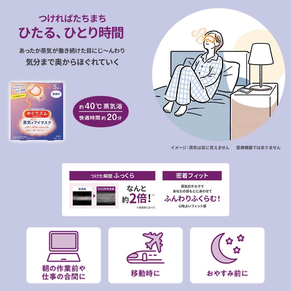 花王 めぐりズム 蒸気でホットアイマスク 無香料 5枚入 24個