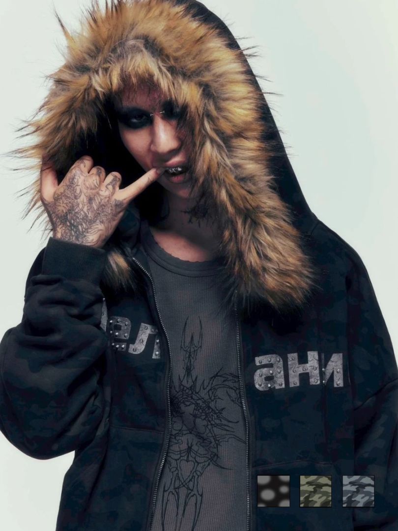 DIG YOUR OWN GRAVE】Желание FUR HOODIE /【ディグユアオウングレイブ