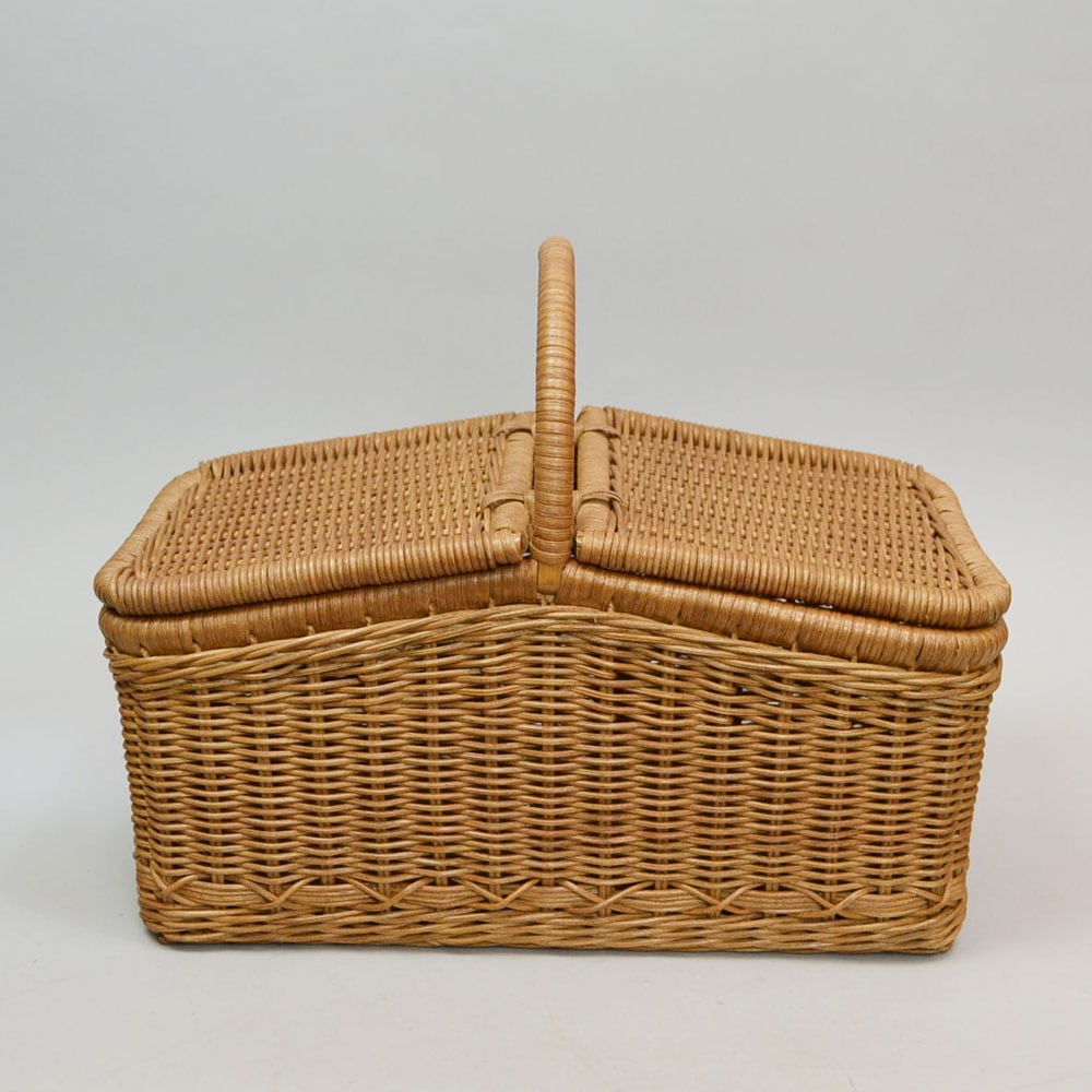 ラタン ピクニックバスケット 籐 かご インドネシア製 インテリア