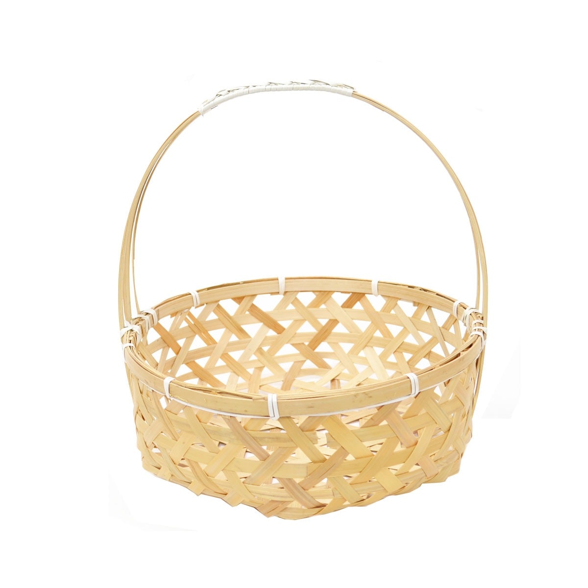 竹製 三つ目編み 一本手 丸籠 浅型 S 竹の収穫かご 篭