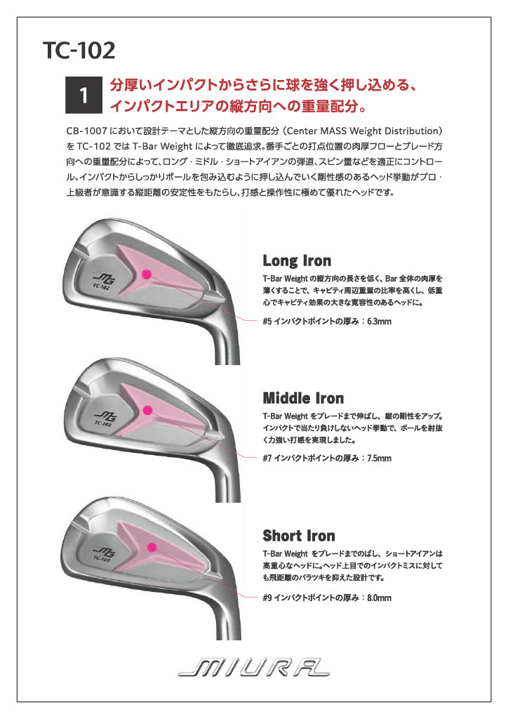 TC-102 三浦技研 アイアン 単品・セット｜軟鉄鍛造の柔らかい打感と