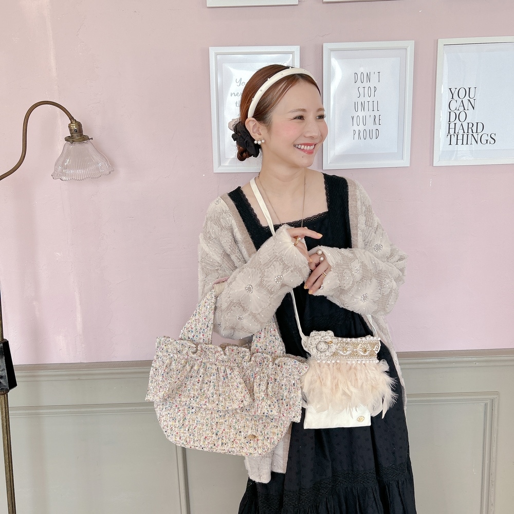 フリルバッグ Tweedy Bebe【ミックスホワイト】2サイズ | BAG,♡