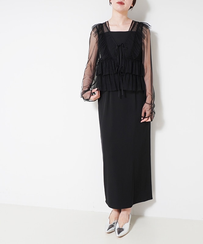 Frill vest pencil dress□ | DRESS,DRESS | ROOM903 online