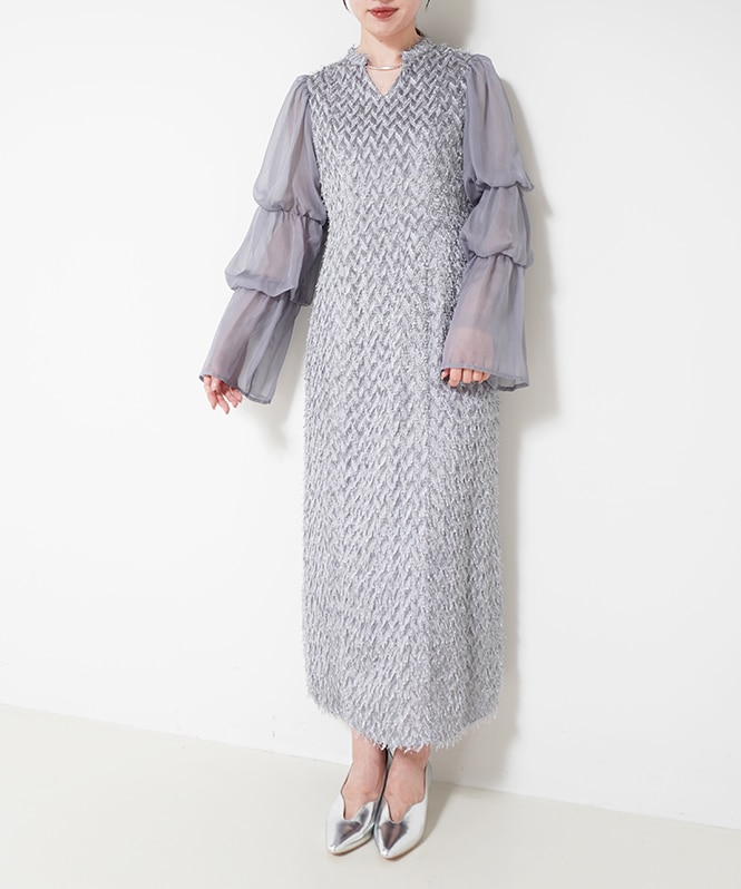 デザインスリーブシャギードレス□ | ALL ITEM | ROOM903 online