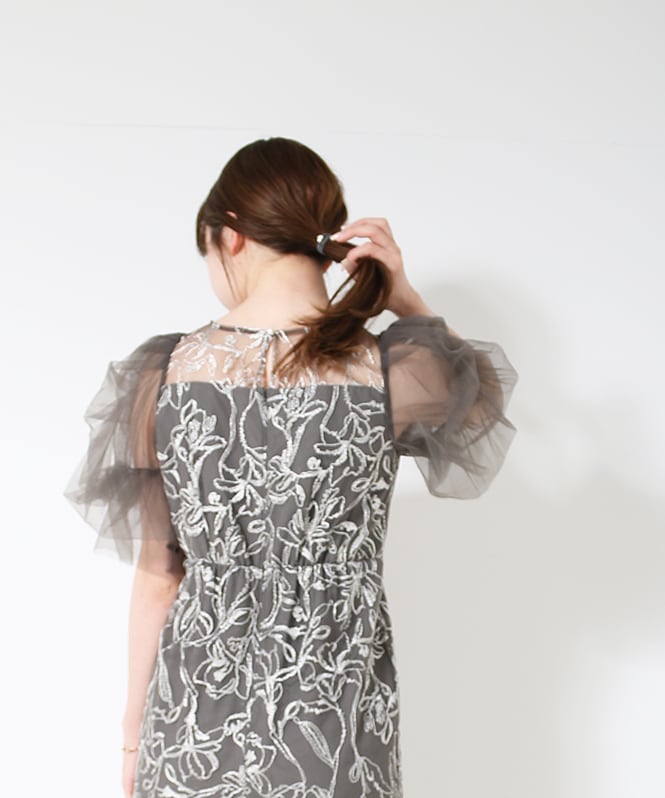 Fluffy sleeve pencil dress | ONEPIECE | ROOM903 online