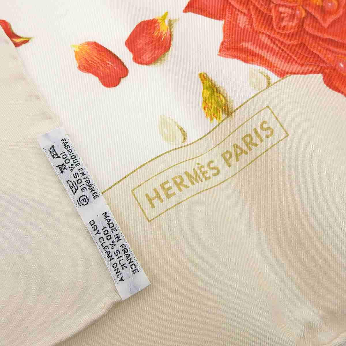 HERMES シルクスカーフ 花柄 オレンジ系 【公式通販】
