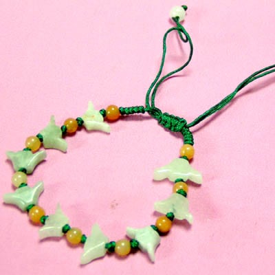 翡翠組み紐ブレスレットkp(元寶、銭)(ヒスイアクセサリー)(ネコポス便