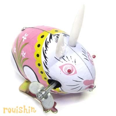 中国土産に 伝統民芸 ゼンマイ式 ブリキ 玩具 兔（ウサギ） ｜ぱんだ