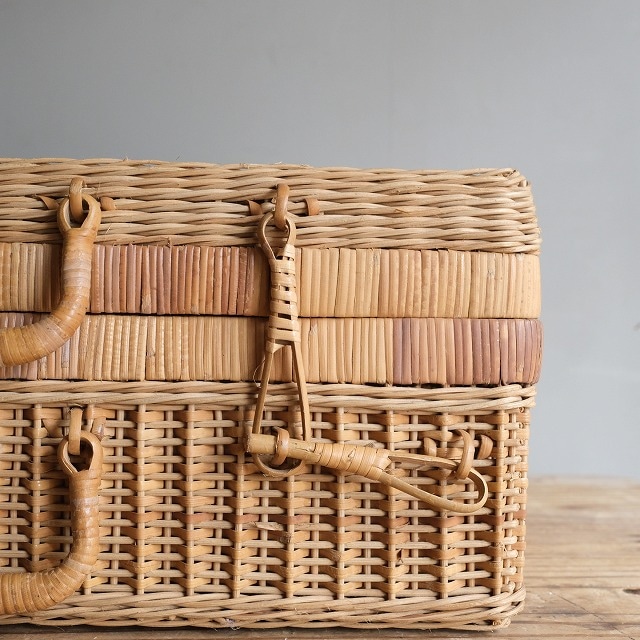籐のトランクバスケット｜古雑貨,籠 バスケット｜古家具・アンティーク