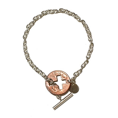 Button Works Lucky Penny T-Bar Silver Bracelet : STANDARD