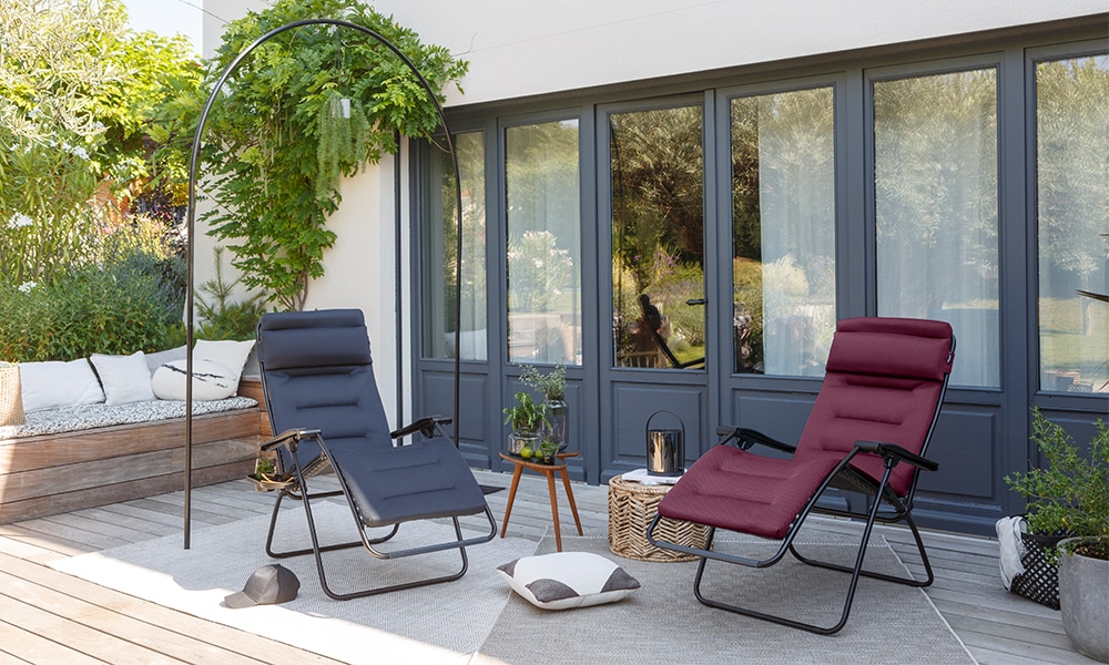 Lafuma リクライニングチェ ワインレッド フランス Lafuma