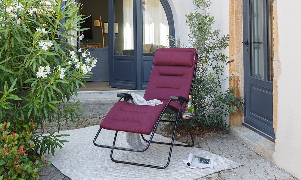 Lafuma リクライニングチェ ワインレッド フランス Lafuma