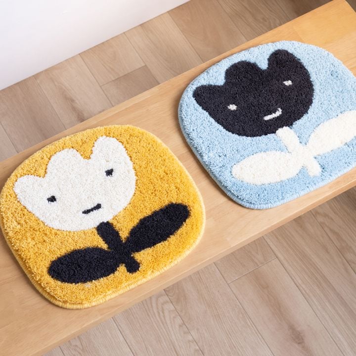 アツコマタノ チェアマット MEME 約32×35cm キャメル/アイボリー