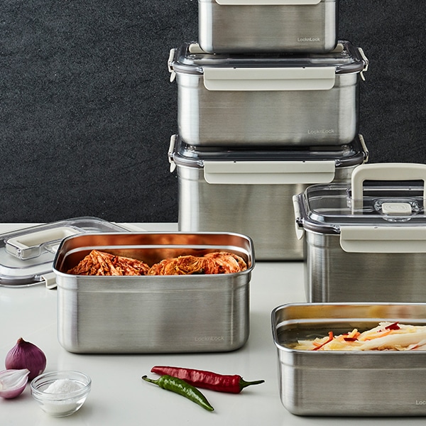 大容量！ステンレス鋼 キムチ容器 密閉容器 3セット（3L + 5L + 8L