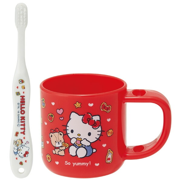 スタンド付コップ＋歯ブラシセット 園児用 ハローキティクッキー