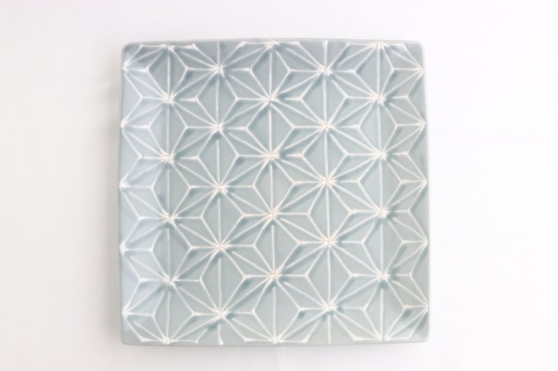 波佐見焼 ホワイトライン スクエアプレート L グレー