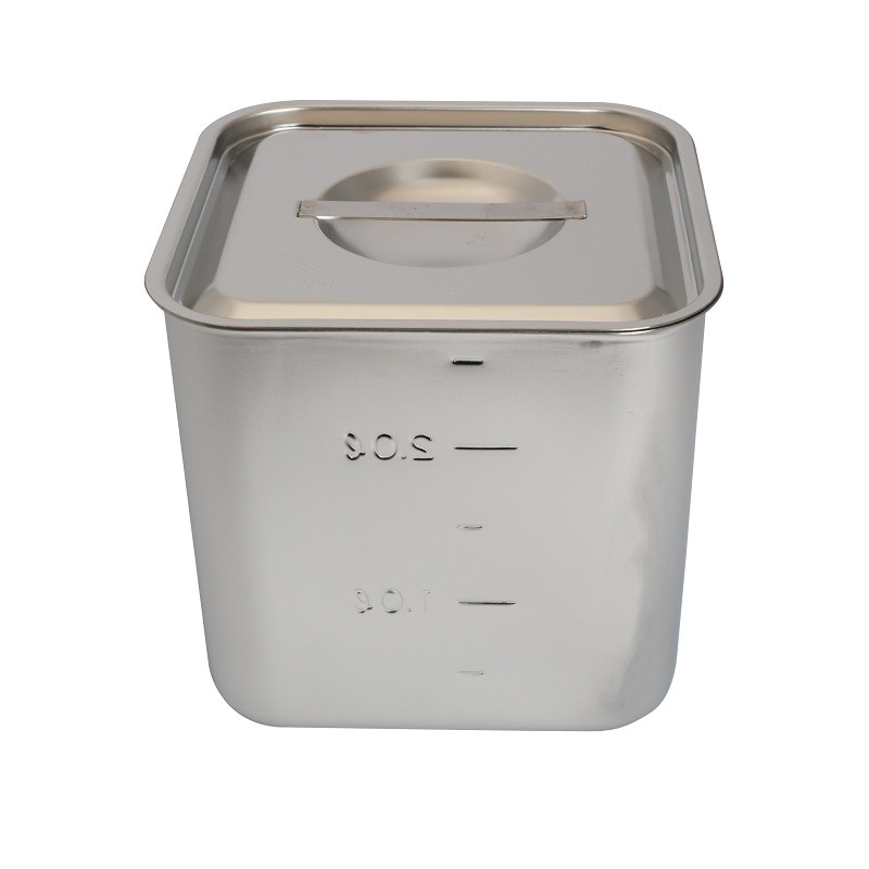 HACCP】【NSF】18-8 深型角キッチンポット 目盛付 3.6L SH-4215D