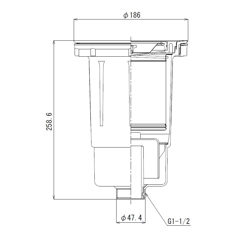 深型排水トラップ G1-1/2ネジ ステンカゴ TO-194 | キッチン用排水部品