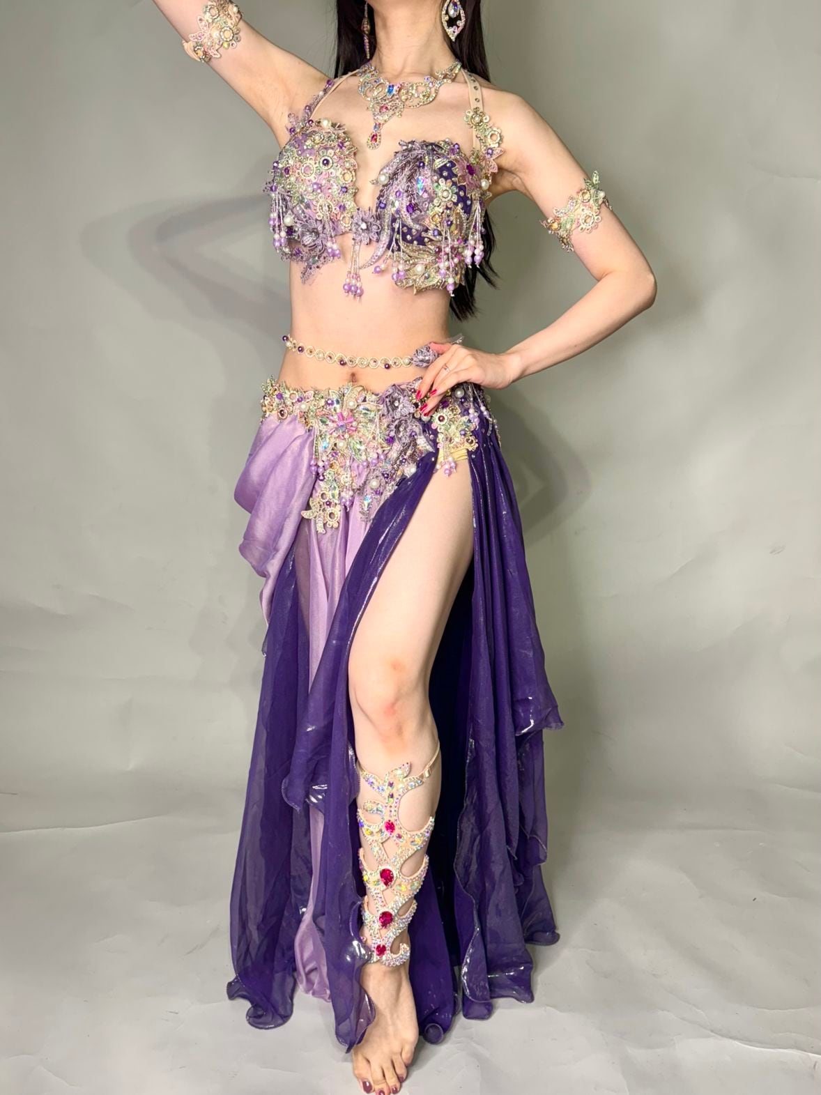 Amr】ベリーダンス衣装 オリエンタル 紫 バイカラー | オリエンタル