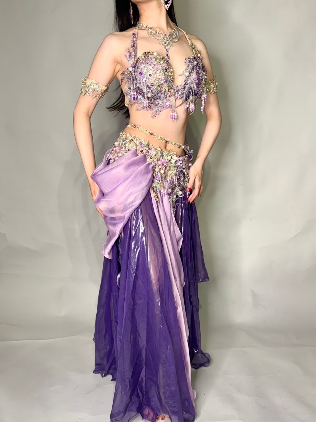 Amr】ベリーダンス衣装 オリエンタル 紫 バイカラー | オリエンタル