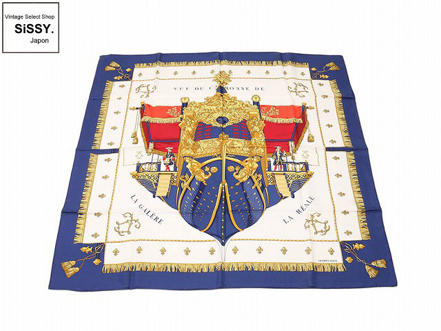 HERMES エルメス カレ90 「VUE DU CARROSSE DE LA GALERE LA REALE