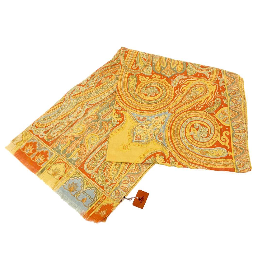 ETRO エトロ ストール マフラー タグ付き ペイズリー ウール シルク