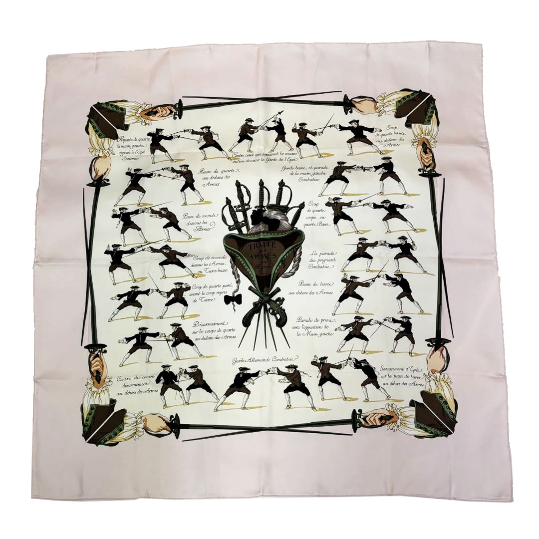 HERMES エルメス スカーフ カレ90 『TRAITE' DE ARMES(フェンシング柄