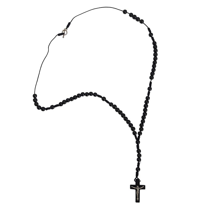 ロザリオネックレス】キリストモチーフ付きアクセサリー | ブラック