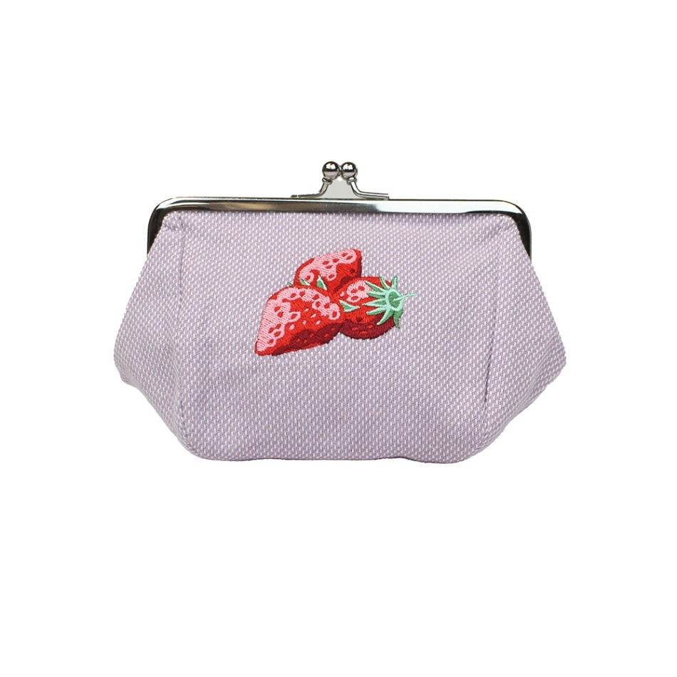 5.0がま口 化粧ポーチ / フルーツ刺繍いちご｜京都のがま口専門店 公式