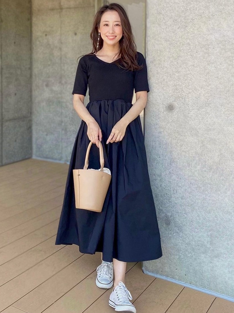 シルエットが美しい前後2WAY リブ切替フレアワンピース | ワンピース