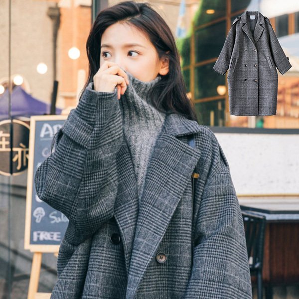 美品『エディフィス』グレンチェック チェスターコート M 千鳥格子