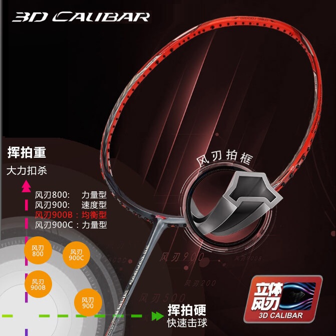 LI-NING 3D CALIBAR 900B(3D-C900B) 立体風刃 AYPM428-1 バドミントン