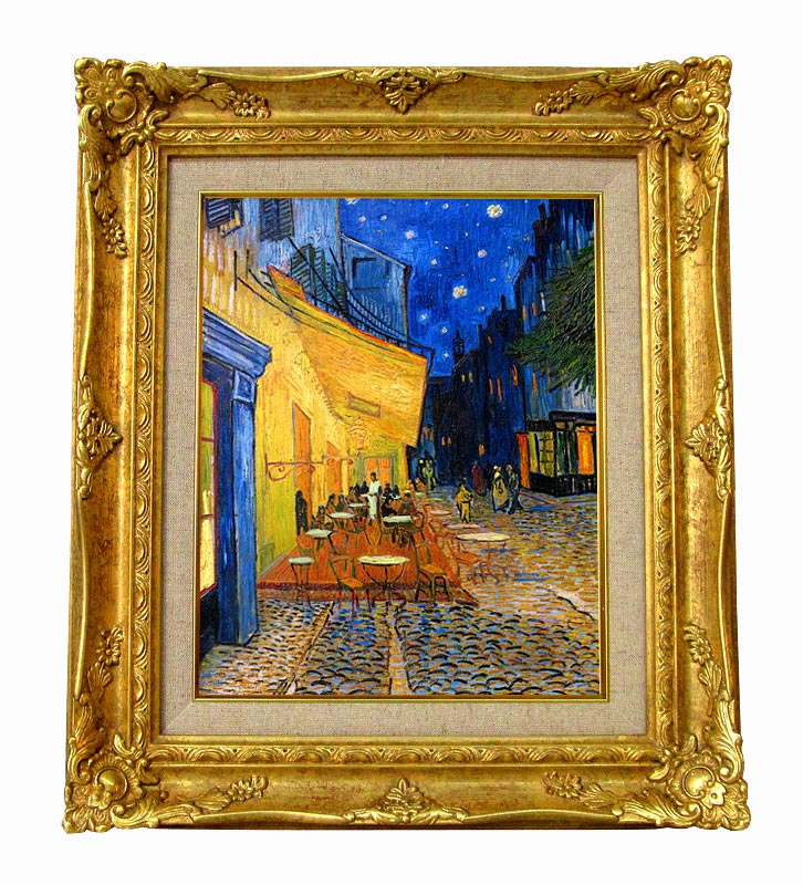 ゴッホ 夜のカフェテラス ジクレーキャンバス複製画 額装品