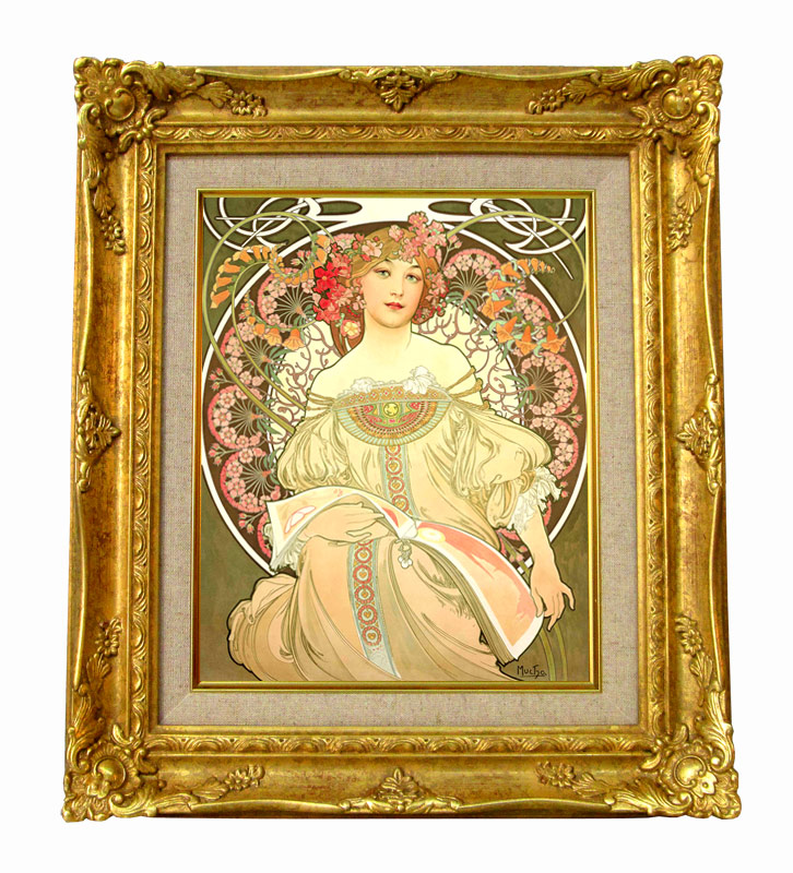 アルフォンス・ミュシャ夢想ジクレーキャンバス複製画 額装品