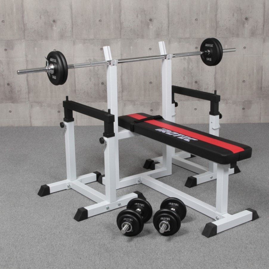 ストレングスセット50K プレスベンチ + アイアンバーベルダンベル50kg